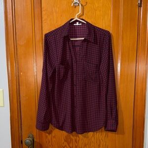 Maurices  Burgundy and Black Plaid Shirt Sz m
